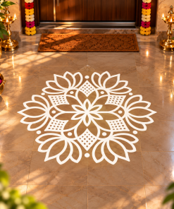 Puli Kolam vinyl floor sticker Design 03