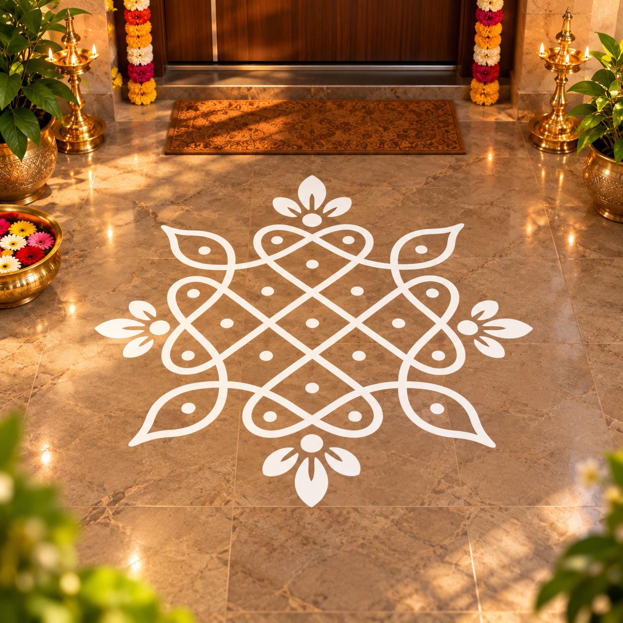Puli Kolam Design 09 Puli Kolam vinyl floor sticker Design 09