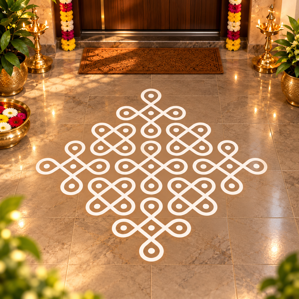 Puli Kolam Design 14 Puli Kolam vinyl floor sticker Design 14