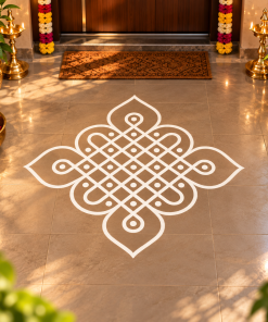 Puli Kolam vinyl floor sticker Design 15